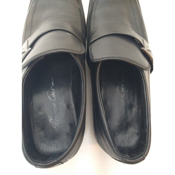 Kenneth Cole Size 8M Run Around Black Leather Slip On Dress Shoes Square Toe - Picture 7 of 11